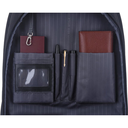 ECO STYLE Tech Exec Mochila Rodante Negra para Laptop 17.3" con Ruedas y Asa Retráctil