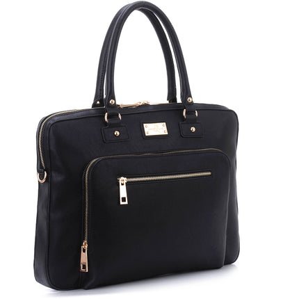 SANDY LISA London Bolso de Hombro Negro para Laptop 15.4" y Tablet 10.1"
