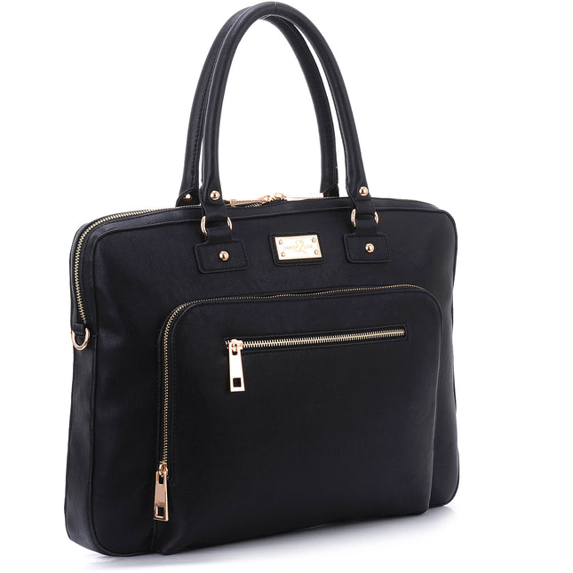 SANDY LISA London Bolso de Hombro Negro para Laptop 15.4" y Tablet 10.1"
