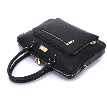 SANDY LISA London Bolso de Hombro Negro para Laptop 15.4" y Tablet 10.1"