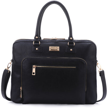 SANDY LISA London Bolso de Hombro Negro para Laptop 15.4" y Tablet 10.1"