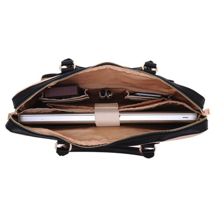 SANDY LISA London Bolso de Hombro Negro para Laptop 15.4" y Tablet 10.1"