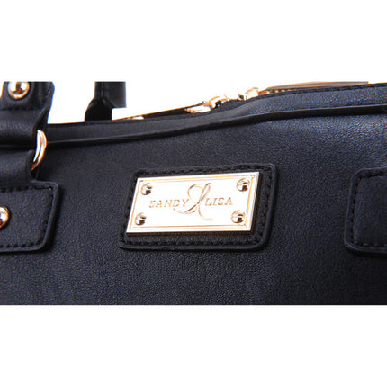 SANDY LISA London Bolso de Hombro Negro para Laptop 15.4" y Tablet 10.1"