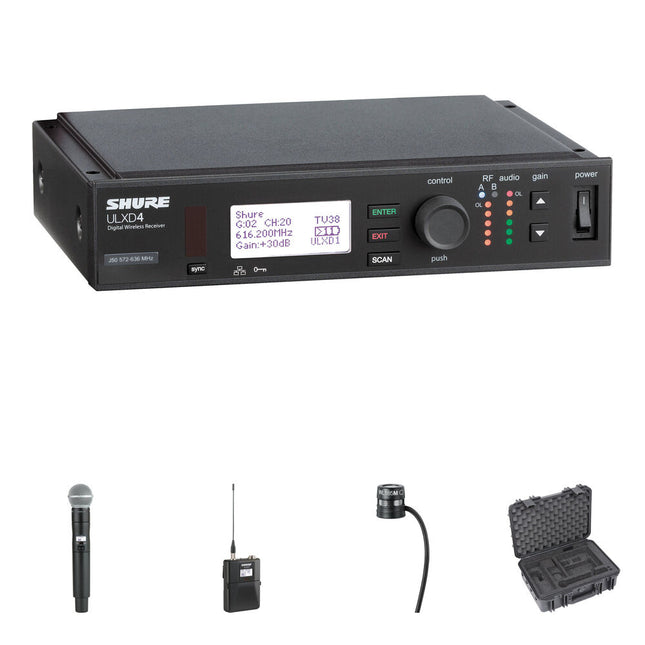 Shure ULX-D Kit Micrófono Inalámbrico Digital Cardioide 1 Canal 1/2 Rack