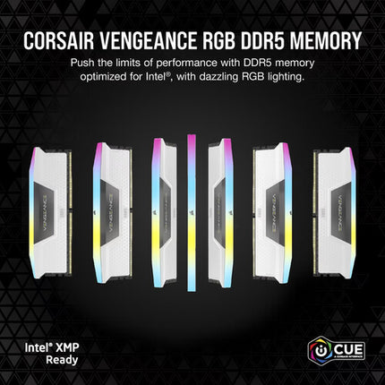 CORSAIR VENGEANCE RGB DDR5 32GB 7200 MT/s Memoria DIMM Blanca 2x16GB