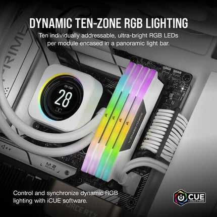 CORSAIR VENGEANCE RGB DDR5 32GB 7200 MT/s Memoria DIMM Blanca 2x16GB
