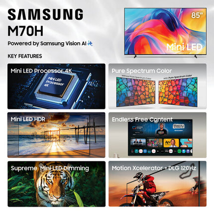 Samsung M70H Televisor Mini-LED 85" 4K UHD HDR10+ 60Hz Smart TV