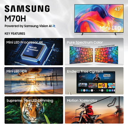 Samsung M70H TV Mini-LED 43" 4K UHD HDR10+ Smart 60Hz 20W