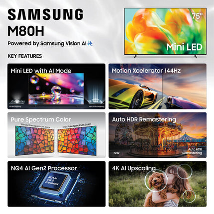 Samsung M80H TV Mini-LED 75" 4K UHD HDR10+ Smart 144 Hz Wi-Fi Bluetooth