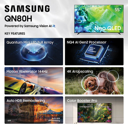 Samsung QN80H 55" TV Smart Mini-LED Quantum Dot 4K HDR 144Hz