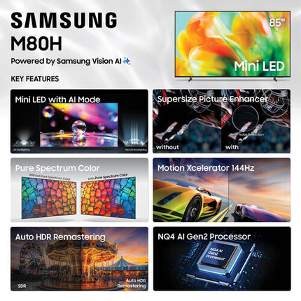Samsung M80H 85 pulgadas TV Mini-LED 4K UHD HDR10+ 144 Hz Smart TV