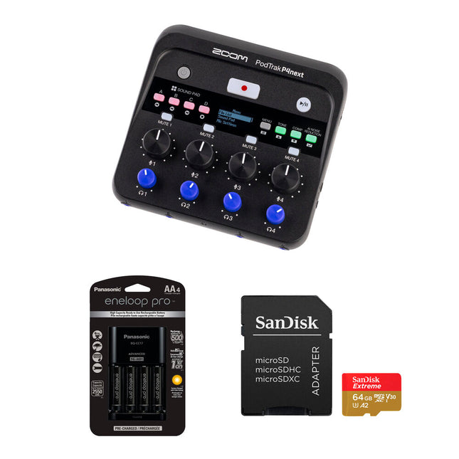 Zoom PodTrak P4next Grabadora Podcast Multicanal 48kHz 24Bit Kit Completo