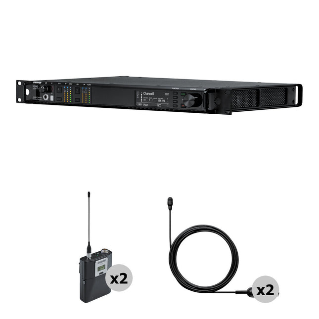 Receptor Shure 2CH con fuente de poder y transmisor G57 TL46B para audio profesional
