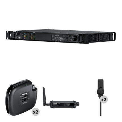 Shure AD4D-US Sistema inalámbrico dual canal con dos transmisores ADX1M dos micrófonos lavalier UniPlex y ShowLink 470 a 616 MHz