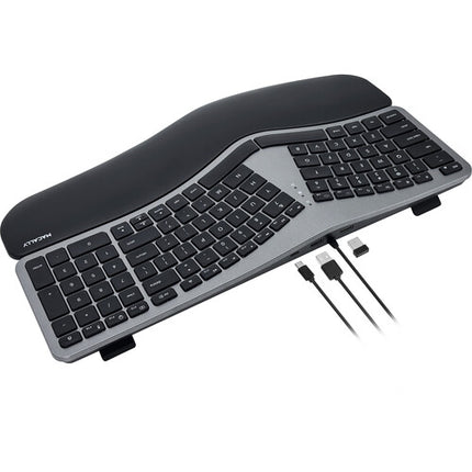Macally Teclado Ergonomico Dividido Retroiluminado con Hub USB Space Gray