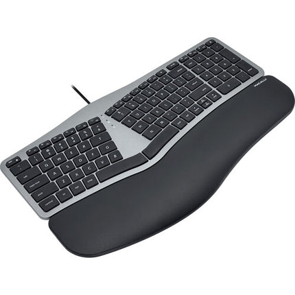 Macally Teclado Ergonomico Dividido Retroiluminado con Hub USB Space Gray
