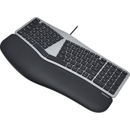 Macally Teclado Ergonomico Dividido Retroiluminado con Hub USB Space Gray