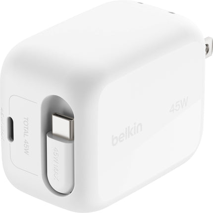 Belkin UltraCharge Cargador Pared 45W Retráctil USB-C 2.62' Blanco