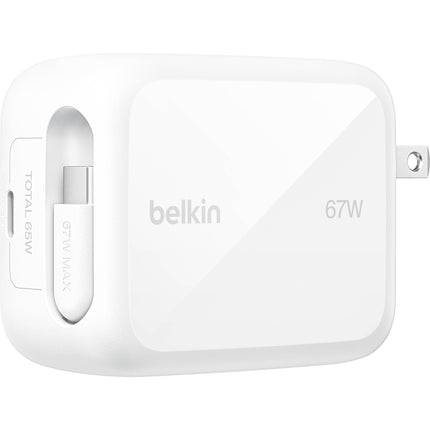 Belkin UltraCharge Cargador de Pared Retráctil 67W con Cable USB-C de 3.3 pies Blanco