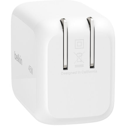 Belkin UltraCharge Cargador Pared 45W Retráctil USB-C 2.62' Blanco