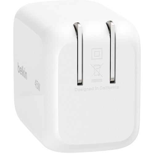 Belkin UltraCharge Cargador Pared 45W Retráctil USB-C 2.62' Blanco