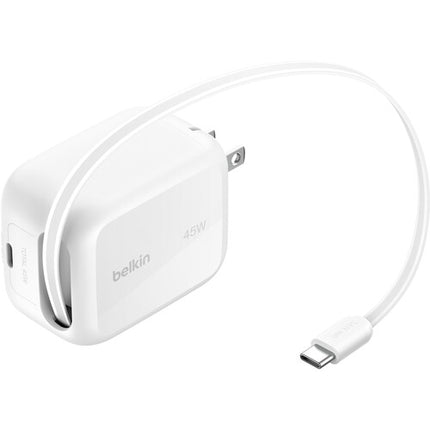 Belkin UltraCharge Cargador Pared 45W Retráctil USB-C 2.62' Blanco