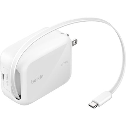 Belkin UltraCharge Cargador de Pared Retráctil 67W con Cable USB-C de 3.3 pies Blanco