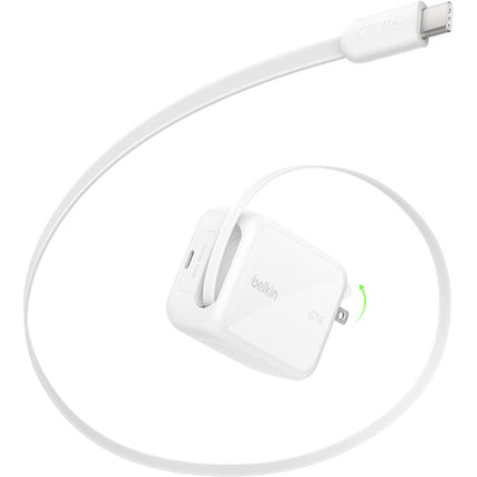 Belkin UltraCharge Cargador de Pared Retráctil 67W con Cable USB-C de 3.3 pies Blanco