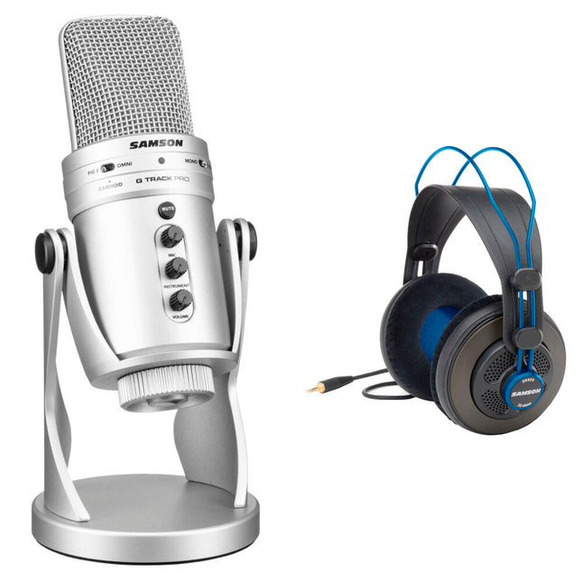 Samson G-Track Pro Kit de Grabación de Escritorio Micrófono USB con Interfaz 24-Bit 96 kHz y Auriculares Cerrados