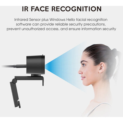 Moertek Webcam Full HD 2MP Resolución 1920x1080 USB-C con Reconocimiento Facial IR Windows Hello