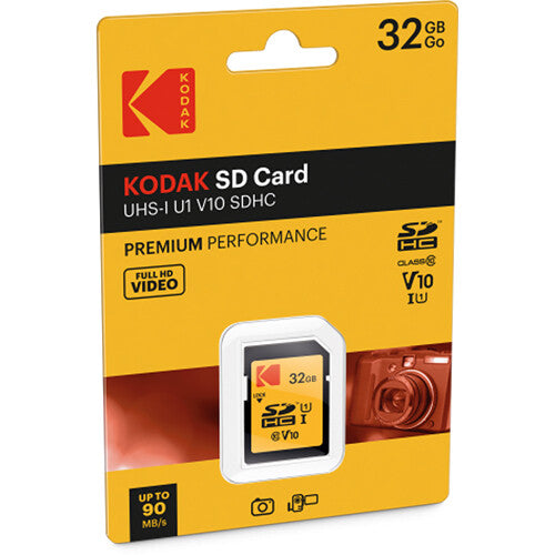 Kodak 32GB Tarjeta de Memoria SDHC UHS-I Clase 10 Velocidad 90MB/s
