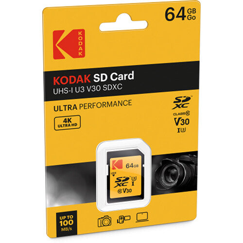 Kodak 64GB Tarjeta de Memoria SDXC Ultra Performance UHS-I 100MB/s Lectura 85MB/s Escritura
