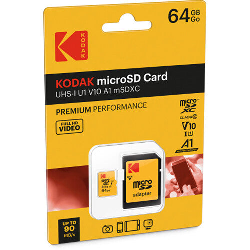 Kodak 64GB microSDXC UHS-I Tarjeta de Memoria Clase 10 con Adaptador SD