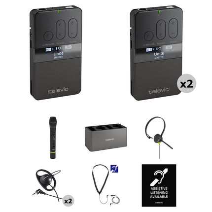 TELEVIC Unite Sistema Inalámbrico DECT Kit 4 Unidades 15 Horas Batería 984 Pies Alcance