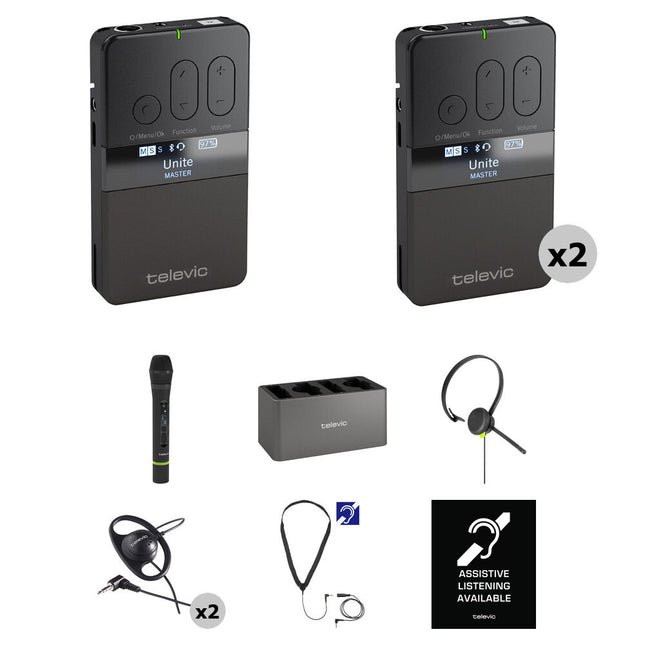 TELEVIC Unite Sistema Inalámbrico DECT Kit 4 Unidades 15 Horas Batería 984 Pies Alcance