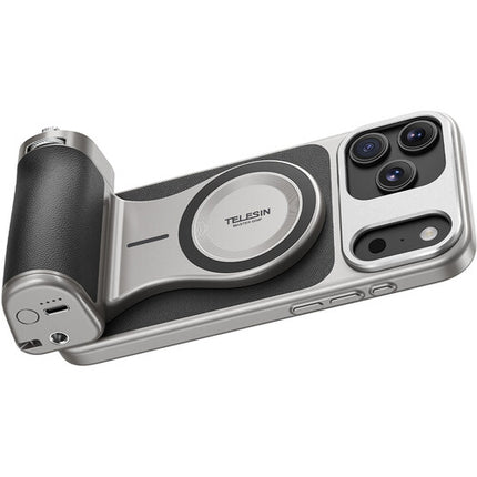 TELESIN Master Grip para iPhone 17 Pro Max Agarre Magnético con Cargador Inalámbrico y Control Mecánico