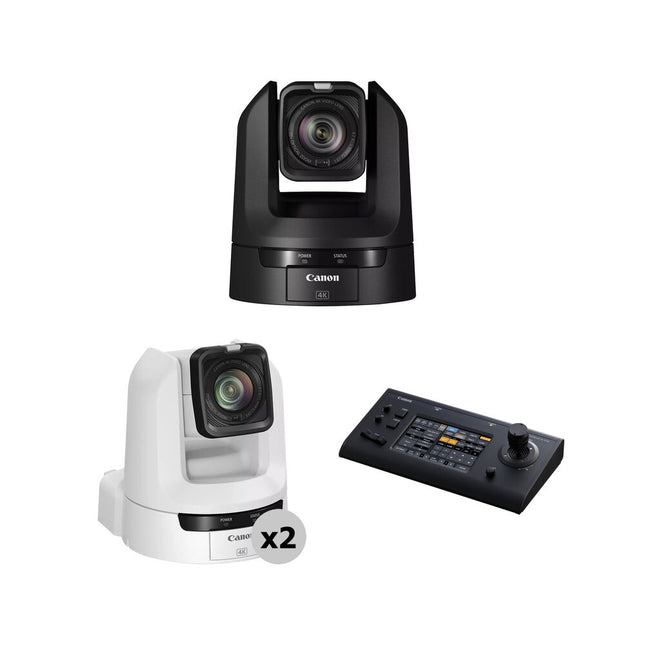 Kit Canon CR-N300 4K PTZ 3 cámaras 20x Zoom Controlador RC-IP100