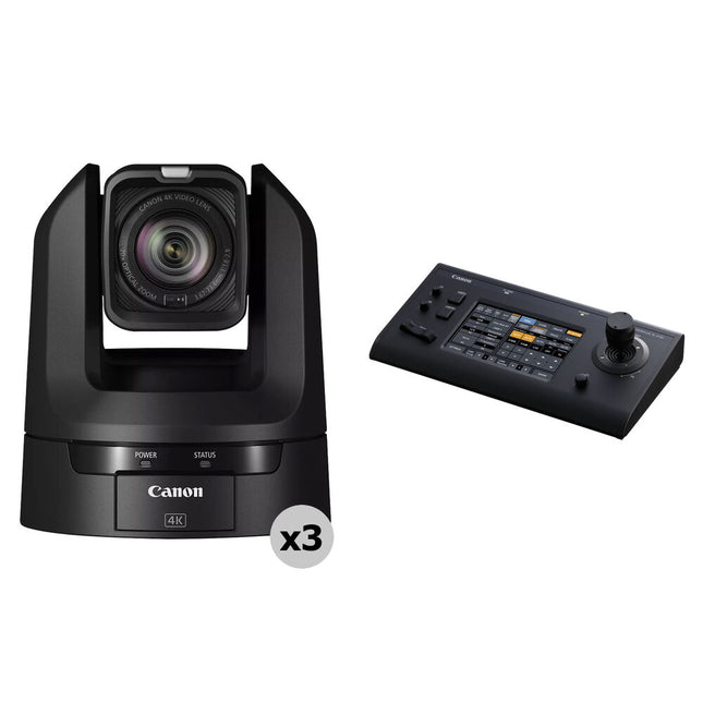 Canon CR-N300 Kit 3 Cámaras PTZ 4K Zoom 20x Controlador RC-IP100