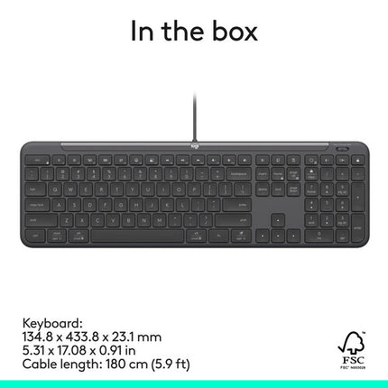 Logitech Signature Slim K620 Teclado con Cable USB-C 26 Teclas Programables Altura Ajustable