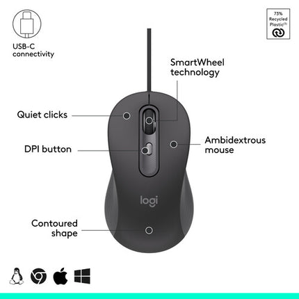 Logitech Signature Slim MK625 Teclado y Ratón Cableado 4000 dpi USB-C