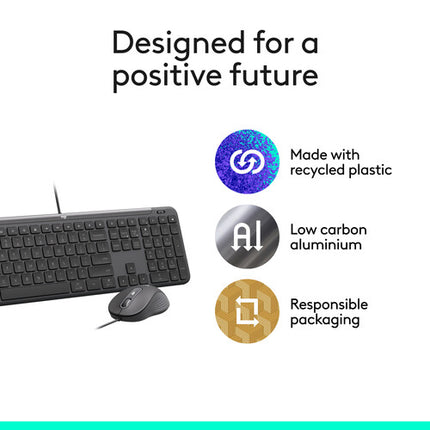 Logitech Signature Slim MK625 Teclado y Ratón Cableado 4000 dpi USB-C