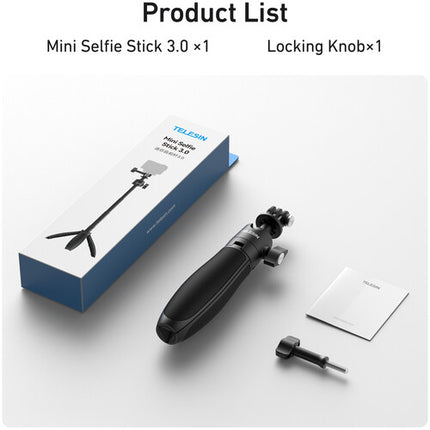 TELESIN Selfie Stick 3.0 con Mini Trípode para Cámaras de Acción 18 cm a 46 cm