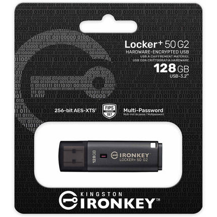 Kingston 128GB IronKey Locker+ 50 G2 Memoria USB 3.2 Gen 1 145 MBs lectura 115 MBs escritura