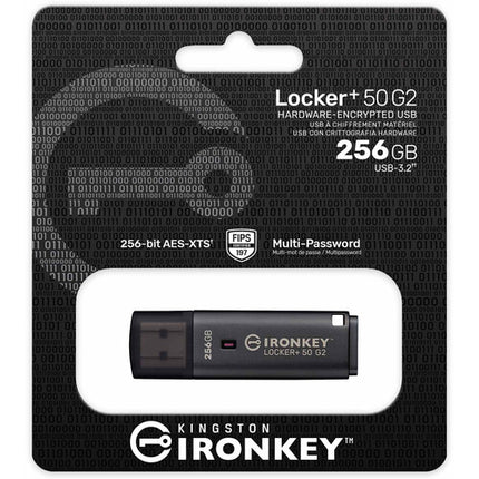 Kingston 256GB IronKey Locker+ 50 G2 USB 3.2 Gen 1 Memoria Flash 145MBs Lectura 115MBs Escritura
