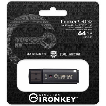 Kingston 64GB IronKey Locker+ 50 G2 Unidad Flash USB 3.2 Gen 1 145 MB/s Lectura 115 MB/s Escritura