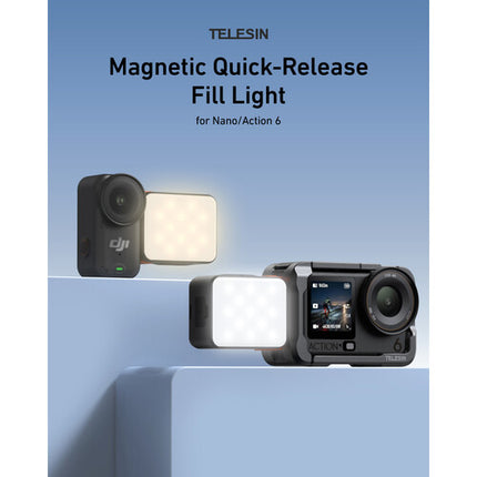 TELESIN Iluminación Suplementaria para DJI Osmo Nano y Action 6 con Batería 10 Horas IPX5