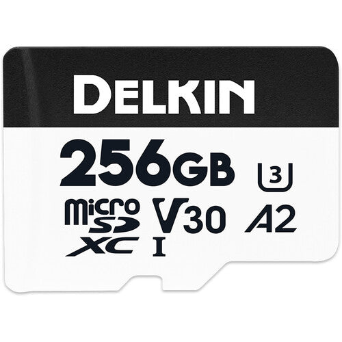 Delkin Devices 256GB Hyperspeed microSDXC Tarjeta de Memoria UHS-I V30 con Adaptador SD