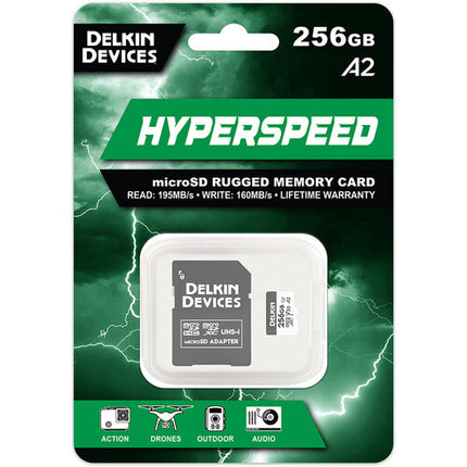 Delkin Devices 256GB Hyperspeed microSDXC Tarjeta de Memoria UHS-I V30 con Adaptador SD