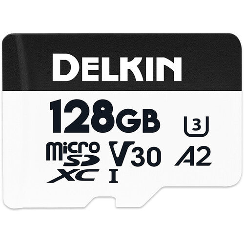Delkin Devices 128GB microSDXC UHS-I V30 A2 con Adaptador SD