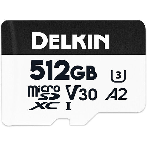 Delkin Devices 512GB microSDXC Tarjeta de Memoria UHS-I V30 con Adaptador SD